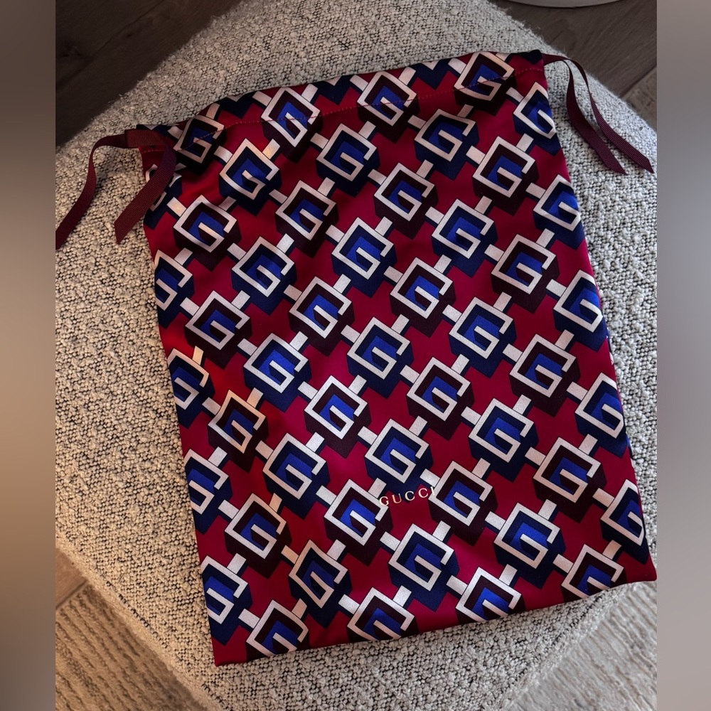 Gucci Red and Blue Drawstring Dust Bag